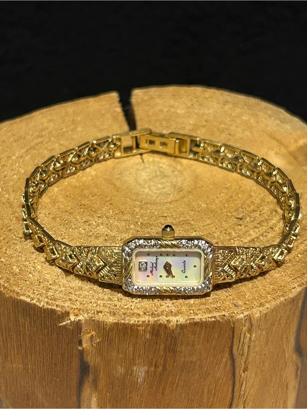 Michael Anthony Watch Womens 14k Yellow Gold Diamond Mother Of Pearl Dial 7.25